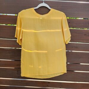 Ellen Ashley 100% Silk Blouse in Butter Yellow (M) Minimalist top Dopamine color